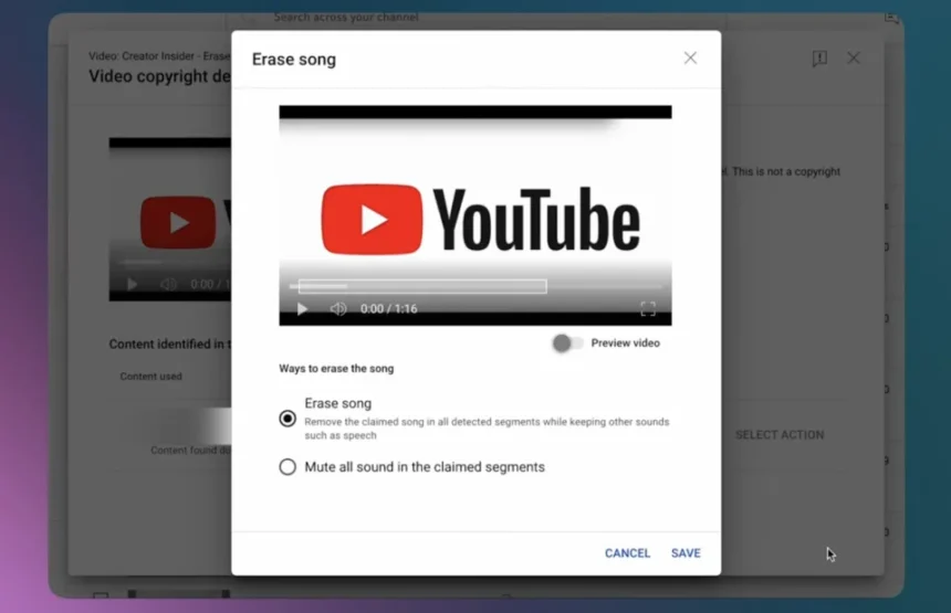 YouTube upgrades its 'erase song' tool to remove copyrighted music only
