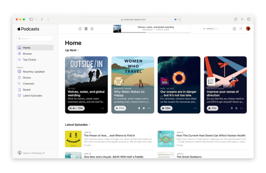 Apple Podcasts launches on the web