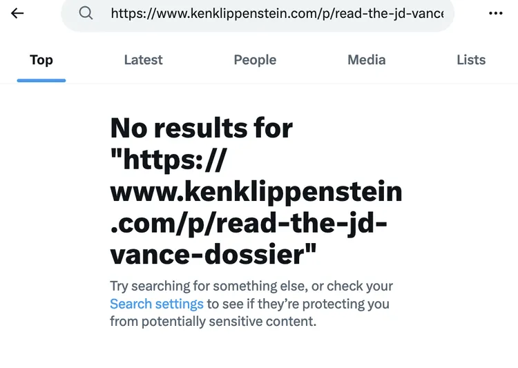 X blocks links to hacked JD Vance dossier