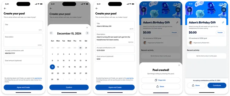 PayPal will let you pool money for group gifts and shared expenses