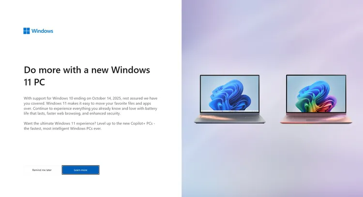 Microsoft tries to convince Windows 10 users to buy a new PC with full-screen prompts