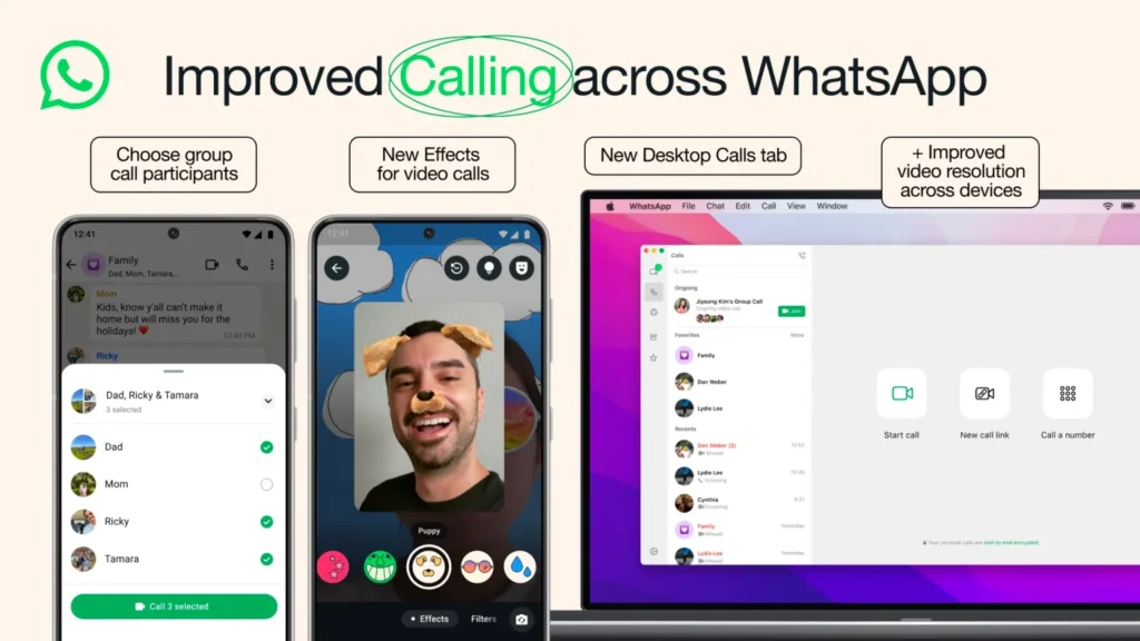 WhatsApp lets you select specific people within a group to start a group call without disturbing anyone