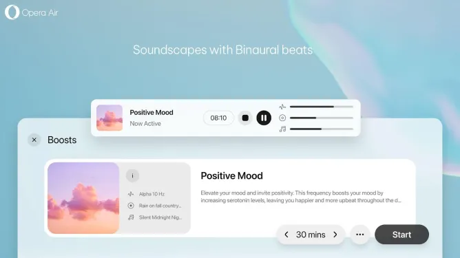 Opera launches a mindfulness-focused browser with break reminders and soundscapes