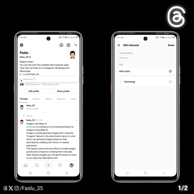 Threads tests adding ‘interests’ on profiles to connect users with topical discussions