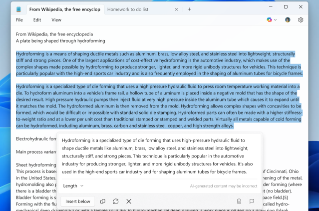 AI summaries are coming to Notepad